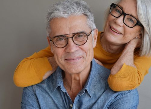 Older couple after skin cancer surgery