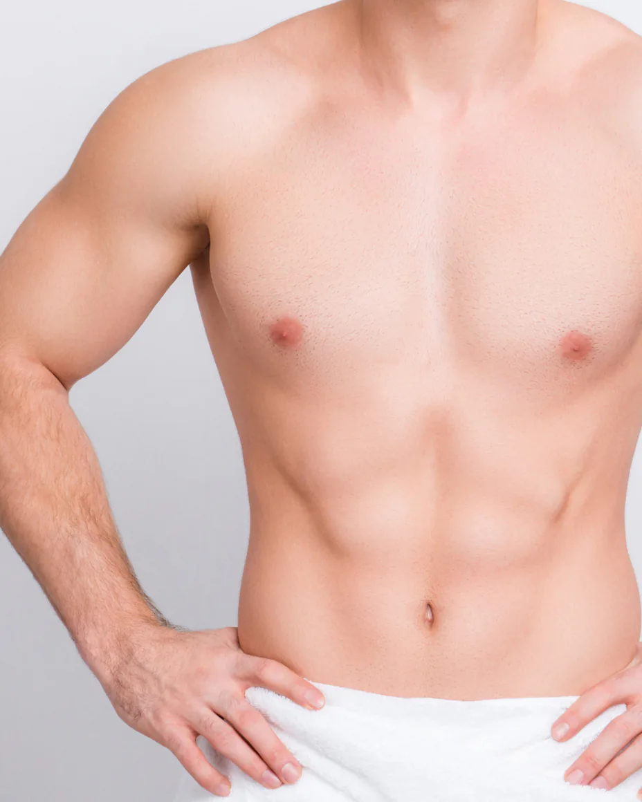 Man with a hairless chest