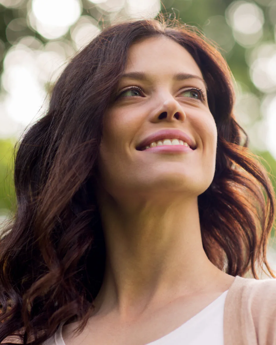 Smiling woman outside